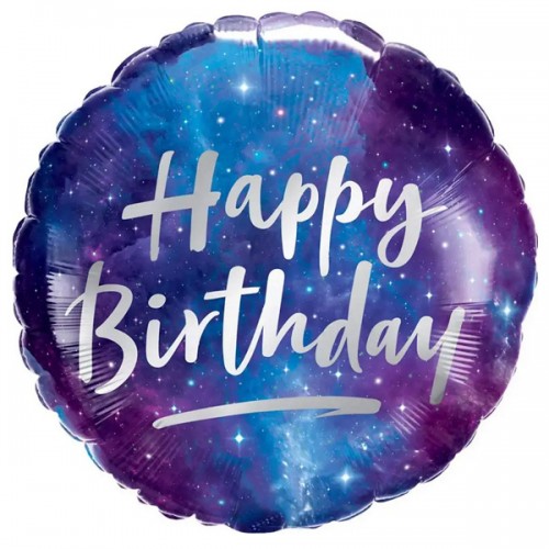 18" (45см) Коло Happy Birthday космос фіолетовий (Китай) 18" (45см) Коло Happy Birthday космос фіолетовий (Китай)