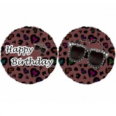 18" (45см) Happy Birthday леопардовый (Китай)