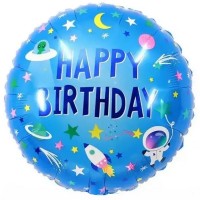 18" (45см) Коло Happy Birthday космос та прибульці (Китай)
