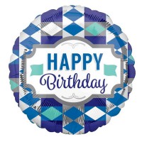 18" (45см) Коло Happy Birthday ромби синій (Китай)