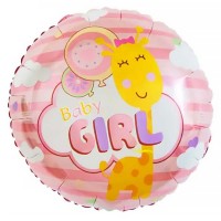18" (45см) Круг Baby Girl розовая с жирафом (Китай)