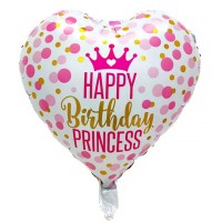 18" (45см) Сердце HB prinsess розовый горох (Китай)