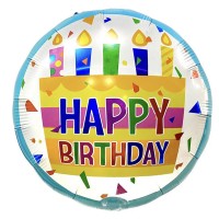 18" (45см) Круг Happy Birthday торт блакитний (Китай)