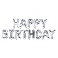 PartyDeco Happy Birthday літери срібні 340х35см УП