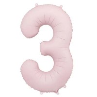 PartyDeco Цифра 3 світло-рожева (100см) УП