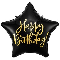 18" (40см) HB Зірка чорна з золотистим написом (PartyDeco Польща) УП