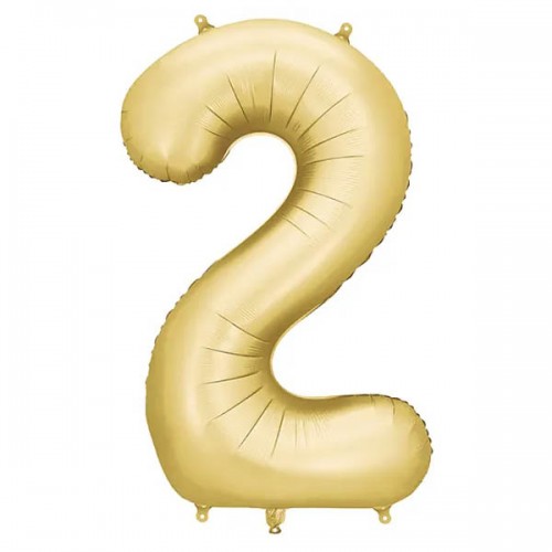 PartyDeco Цифра 2 сатин золото (100см) УП PartyDeco Цифра 2 сатин золото (100см) УП