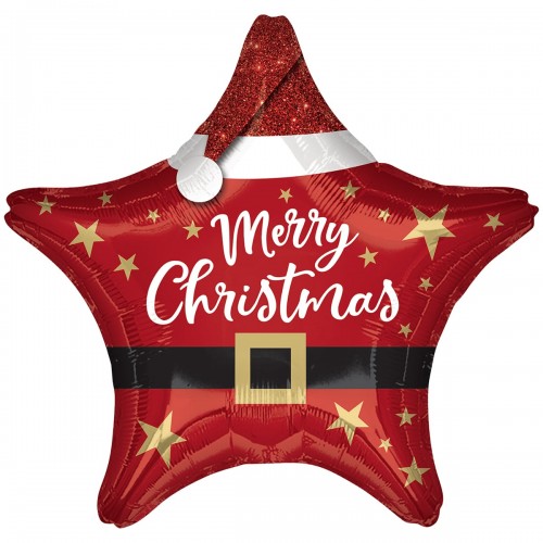 18" (45см) Звезда красная Merry Christmas (Anagram США) УП 18" (45см) Звезда красная Merry Christmas (Anagram США) УП