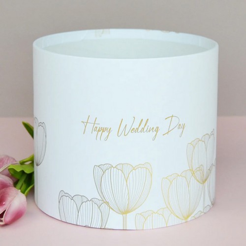 Капелюшна коробка 18смх16см Happy Wedding Day Капелюшна коробка 18смх16см Happy Wedding Day