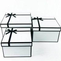 Подарункова коробка біла чорний контур (середня) 22х22х14 см (1шт)