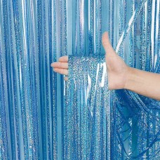 Штора з фольги на фотозону блакитна голографія 1х2 м
