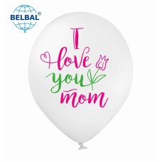 ММ 12" (30см) I love you mom, надпись на белом, 2 ст (25 шт) BelBal