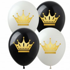 12" (30см ) Корона Золото на чорн, біл (25шт, 1ст) 