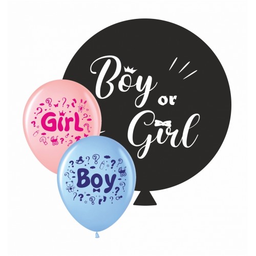 ММ Комплект повітряних куль з 1 шт гиганту Boy or Girl 1 колір + мікс boy or girl 50 шт ММ Комплект повітряних куль з 1 шт гиганту Boy or Girl 1 колір + мікс boy or girl 50 шт