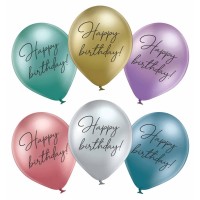 ММ 12" (30см) Happy Birthday хром мікс (30шт. 2 ст) BelBal