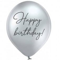 ММ 12" (30см) Happy Birthday хром серебро ( 25шт. 2 ст) BelBal