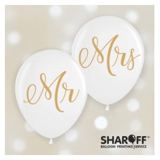 ММ 12" (30см) Mr&Mrs (золотые) (50 шт. 2 ст)