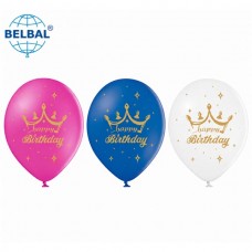 ММ 12" (30см) Happy Birthaday Корона мікс (25 шт.5 ст) BelBal