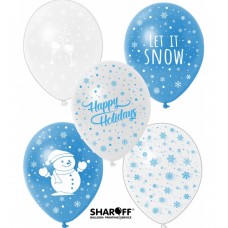 ММ 12" (30см) Let it snow Пастель блакитний, прозорий, білий (50шт 5ст)