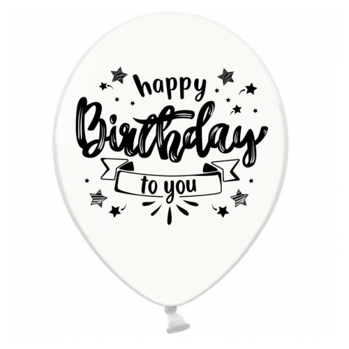 ММ 12" (30см) Happy Birthday чорним на білому (25 шт. 2 ст) BelBal ММ 12" (30см) Happy Birthday чорним на білому (25 шт. 2 ст) BelBal