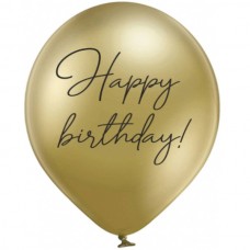 ММ 12" (30см) Happy Birthday хром золото (25шт. 2 ст) BelBal