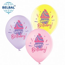 ММ 12" (30см) Happy Birthday, кекс (25 шт. 2 ст) BelBal