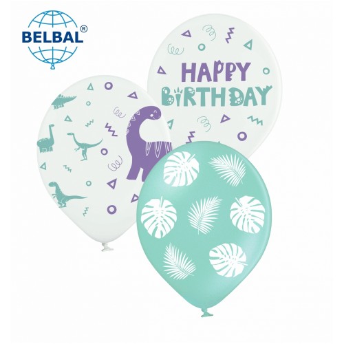 ММ 12" (30см) Happy Birthday dino, м'ятний білий (25 шт) BelBal ММ 12" (30см) Happy Birthday dino, м'ятний білий (25 шт) BelBal