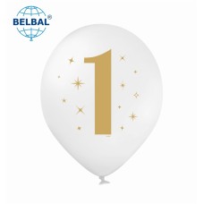 ММ 12" (30см) Цифра "1" на белом шаре (1шт) BelBal