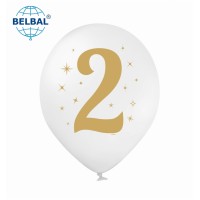 ММ 12" (30см) Цифра "2" на белом шаре (1шт) BelBal
