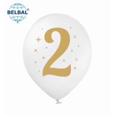 ММ 12" (30см) Цифра "2" на білій кулі (1шт) BelBal