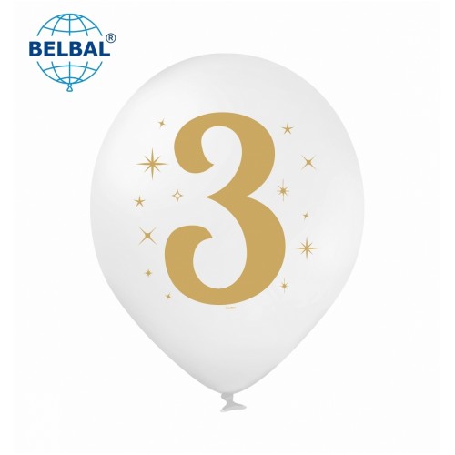 ММ 12" (30см) Цифра "3" на білій кулі (1шт) BelBal ММ 12" (30см) Цифра "3" на білій кулі (1шт) BelBal