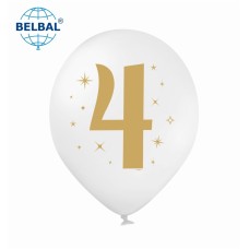 ММ 12" (30см) Цифра "4" на белом шаре (1шт) BelBal
