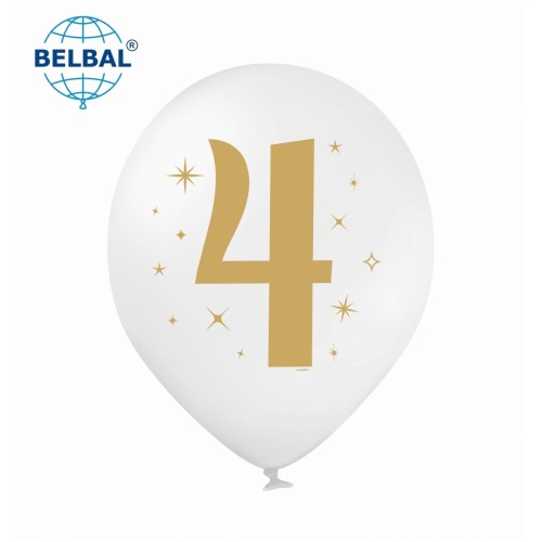 ММ 12" (30см) Цифра "4" на білій кулі (1шт) BelBal ММ 12" (30см) Цифра "4" на білій кулі (1шт) BelBal