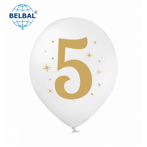 ММ 12" (30см) Цифра "5" на белом шаре (1шт) BelBal ММ 12" (30см) Цифра "5" на белом шаре (1шт) BelBal