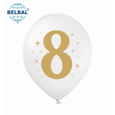 ММ 12" (30см) Цифра "8" на білій кулі (1шт) BelBal