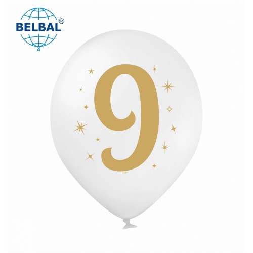 ММ 12" (30см) Цифра "9" на білій кулі (1шт) BelBal ММ 12" (30см) Цифра "9" на білій кулі (1шт) BelBal