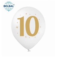 ММ 12" (30см) Цифра "10" на білій кулі (1шт) BelBal