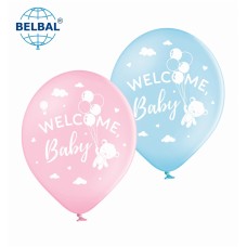 12" (30 см) Welcome Baby рожевий і блакитний 25 шт (Belbal)