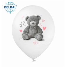 ММ 12" (30см) I love you, медвежонок, белый (25шт) BelBal