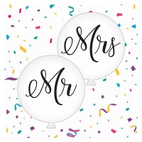 ММ 30'' (80см) Mr & Mrs (чорна) 2 шт, 1 колір / 2 сторони, білий, в уп. (2 кулі)