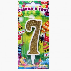 Свічка Цифра "7" біла із золотом 