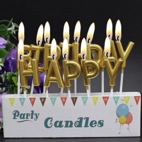 Свічки-літери "Happy Birthday" золото Свічки-літери "Happy Birthday" золото