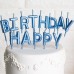 Свічки-букви "Happy Birthday" сині перламутрові